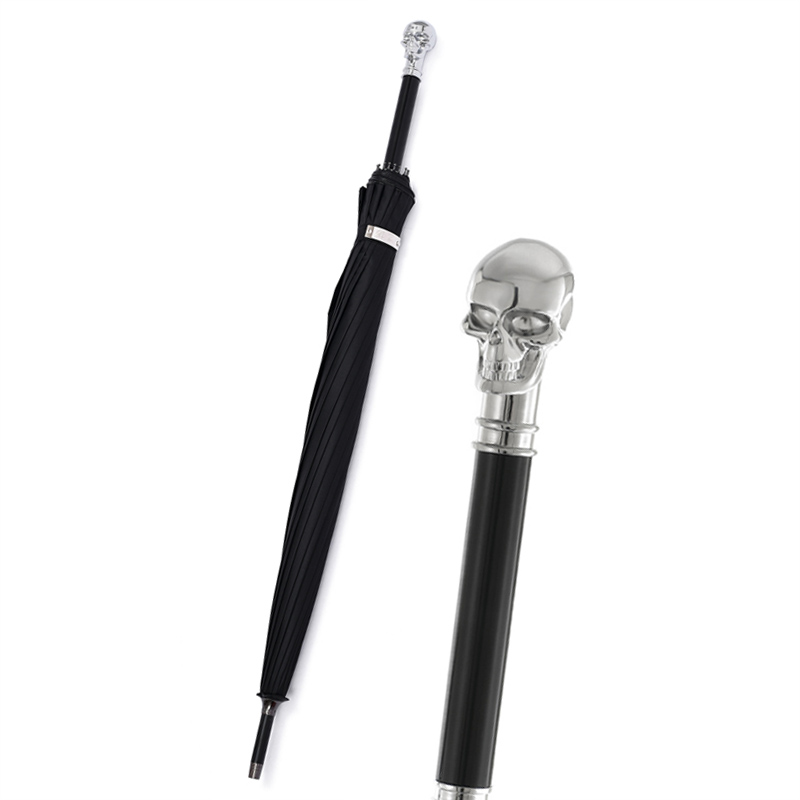 Golf Umbrella Large - Paraguas con diseño de calavera plateada,